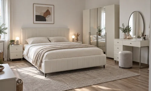 Blush Schlafzimmer-Set in Creme und Gold – Wohnbeispiel