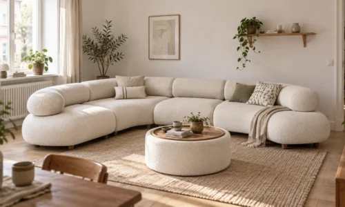Cylia Modulsofa in Creme – Wohnbeispiel