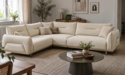 Milano Soft Ecksofa in Creme – Wohnbeispiel