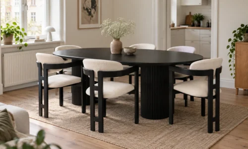 Noir Frame Essgruppe in Schwarz und Creme – Wohnbeispiel