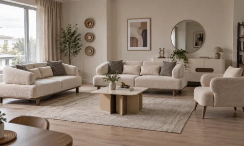 Nora Wood Sofagarnitur in Beige – Wohnbeispiel