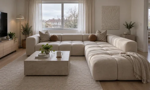 Nuvia Modular Ecksofa in Creme – Wohnbeispiel