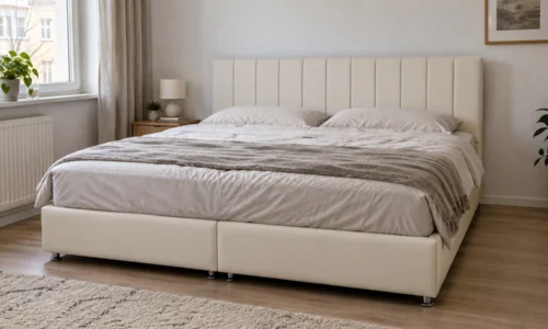 Panelia Polsterbett in Weiß – Wohnbeispiel