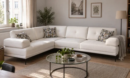 Riva Chester Ecksofa in Weiß – Wohnbeispiel