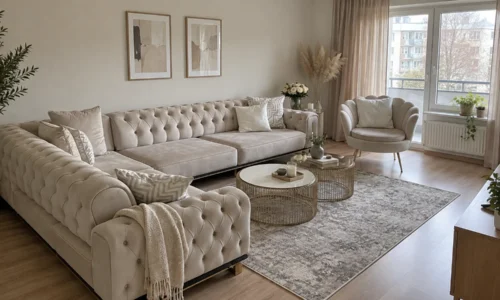 Vega Chester Ecksofa in Beige – Wohnbeispiel