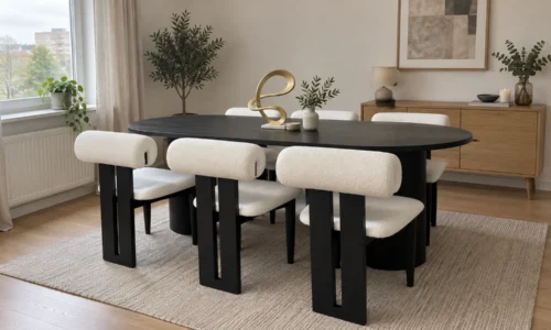 Vera Noir Essgruppe in Schwarz und Creme – Wohnbeispiel